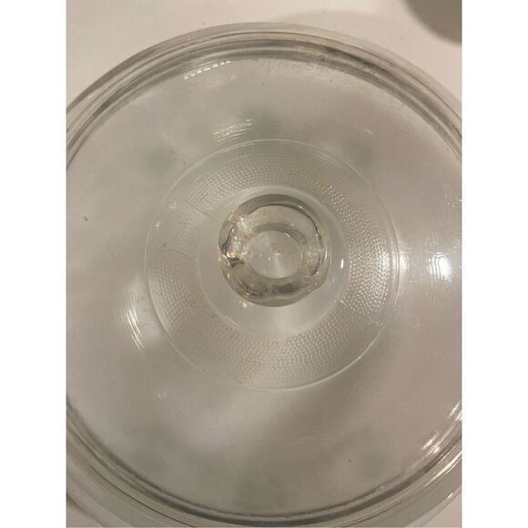 GLASBAKE Vintage 2 Quart Casserole Dish with Lid Green Daisy Milk Glass - Picture 5 of 5